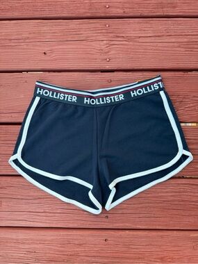 Hollister Navy Shorts with Red and White Stripe Waistband